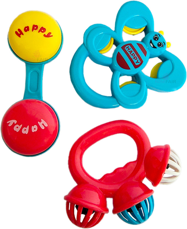 ROSEFAIR Rattle 3pcs Packing Non Toxic Bright and Colorful Rattles Baby Boy Girl Toys Set Rattle(Multicolor)