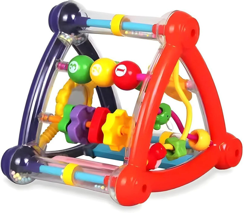 Gomzy Newborn Baby Rattle Toy, Baby Activity Play Center Triangle Cube Rattle(Multicolor)