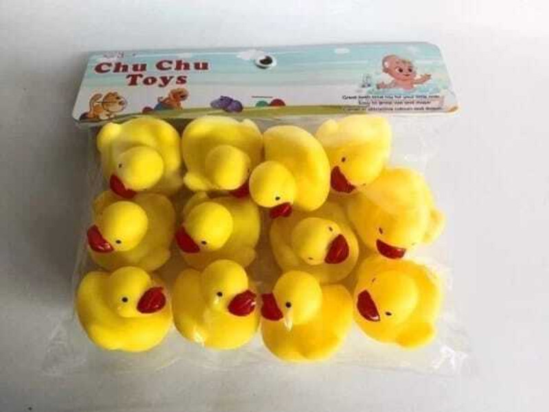 Khatushyam Ducks chuchu Baby Bath Toys with Squeeze Sound, Swimming Pool Toys (Set of 12) Rattle(Yellow)