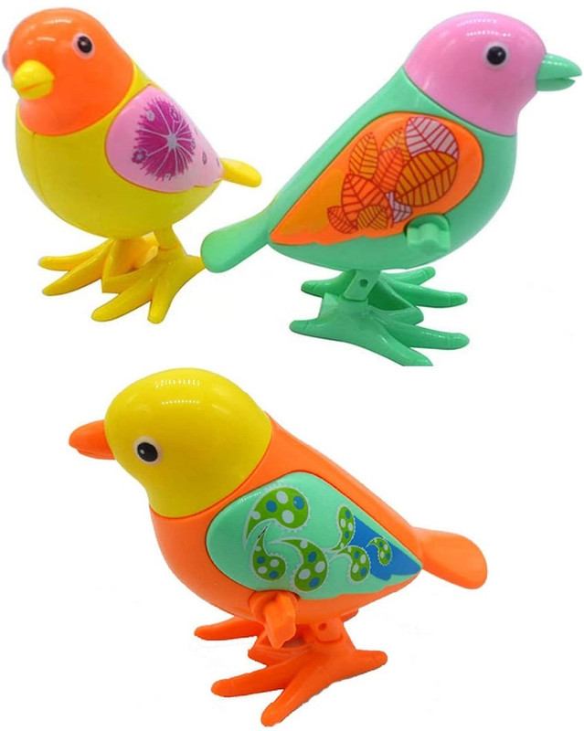 IndusBay Pack of 3 Key Operated Jumping Bird Wind up Flipping Animal Toy for Kids Rattle(Multicolor)