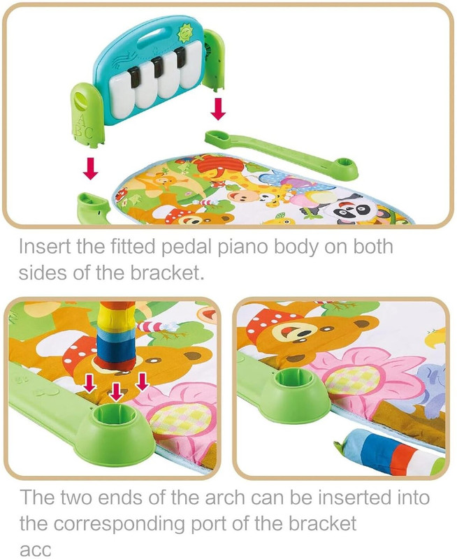 Dorytoys Soft Cotton Baby Gym Mat with Musical Piano & Plush Toys-117(Multicolor)