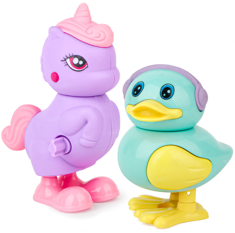 FIDDLERZ Wind-Up Duck & Bird Jumping Crawling Walking Toy Set for Kids (Pack of 2) Rattle(Multicolor)