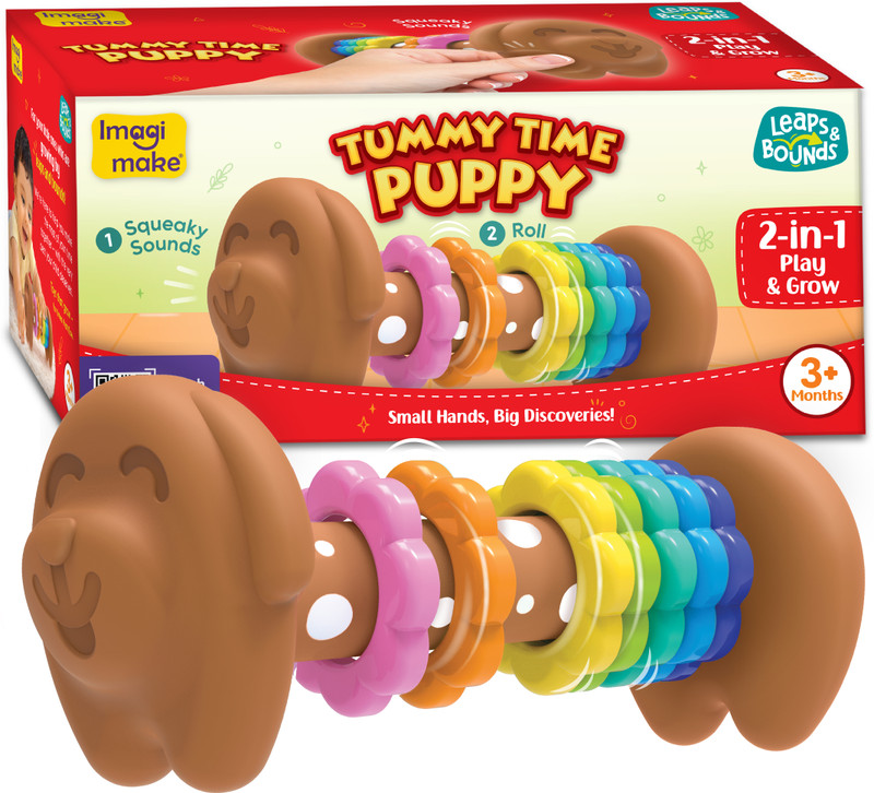 Imagimake Tummy Time Roller | Leaps & Bounds Baby Toys for 3+ Months Rattle(Multicolor)