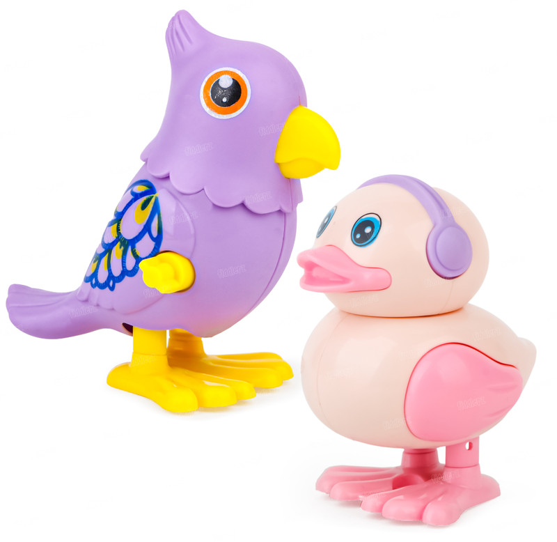 FIDDLERZ Wind-Up Duck & Bird Jumping Crawling Walking Toy Set for Kids (Pack of 2) Rattle(Multicolor)