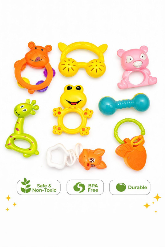 Learn With Fun Set of 8 Pcs with Various Exciting Toys for New Borns & Infants Rattle(Multicolor)