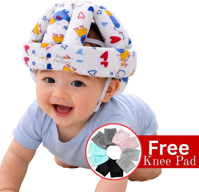 Buyab factory Safety Baby Helmet(White Peppa Pig Print Baby Head Protector Helmet)