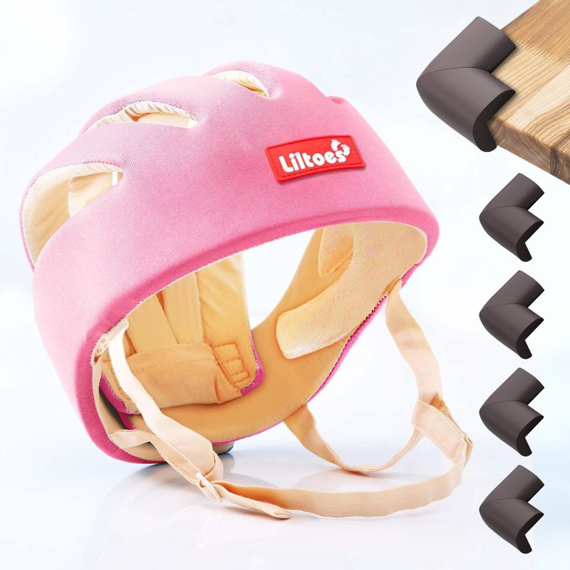 LILTOES Safety Baby Helmet(Pink+Corner Guard)