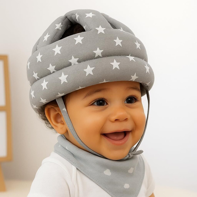 ANICARE Adjustable Cushioned Baby Safety Helmet for Crawling 6 Months to 2 Years Kids(Grey)