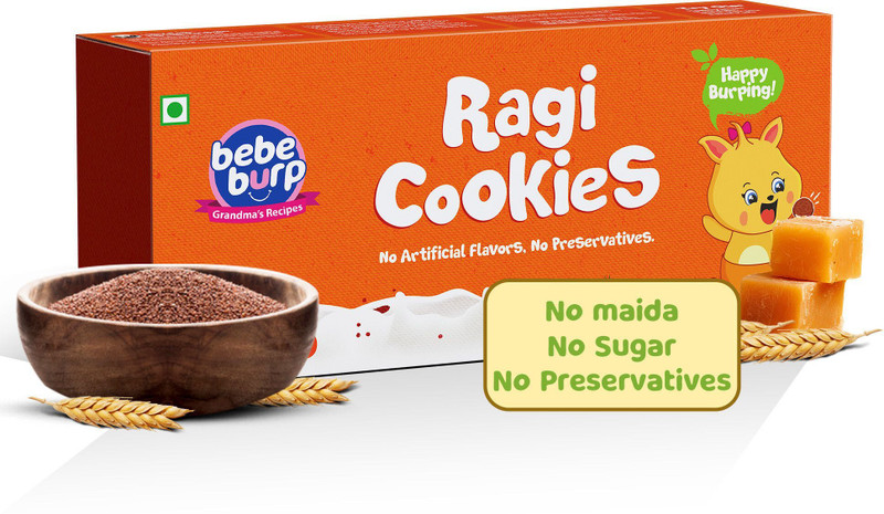 bebe burp Organic Ragi Cookies,Tasty & Healthy Kids Biscuit Snacks Baby Snacks 150 g