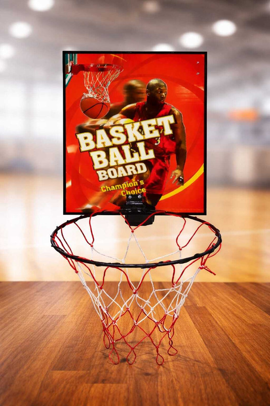 STRYV HOOK & PLAY WOODEN BASKETBALL FOLDABLE BACKBOARD WITH RING & NET 14 BASKETBALL Backboard(Orange, Black)