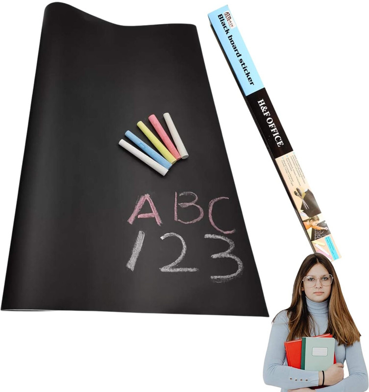 Drumstone Self Adhesive Blackboard Sticker Roll | DIY Chalkboard Gift 10 Backboard(Black)