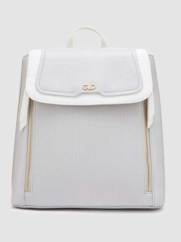 GLO by Globus Women Light Grey Solid Smart Casual Backpack 10 L Backpack(Grey)