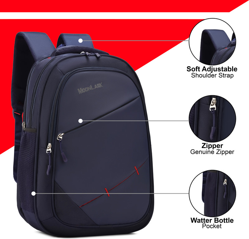 MOONLARK Professional College Bag | Fully Waterproof Travel Backpack with Rain Cover 35 L Laptop Backpack(Blue)
