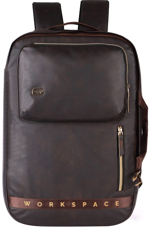Gear WORKSPACE HYBRID FAUX LEATHER LAPTOP BRIEFCASE/BACKPACK 21 L Laptop Backpack(Brown)