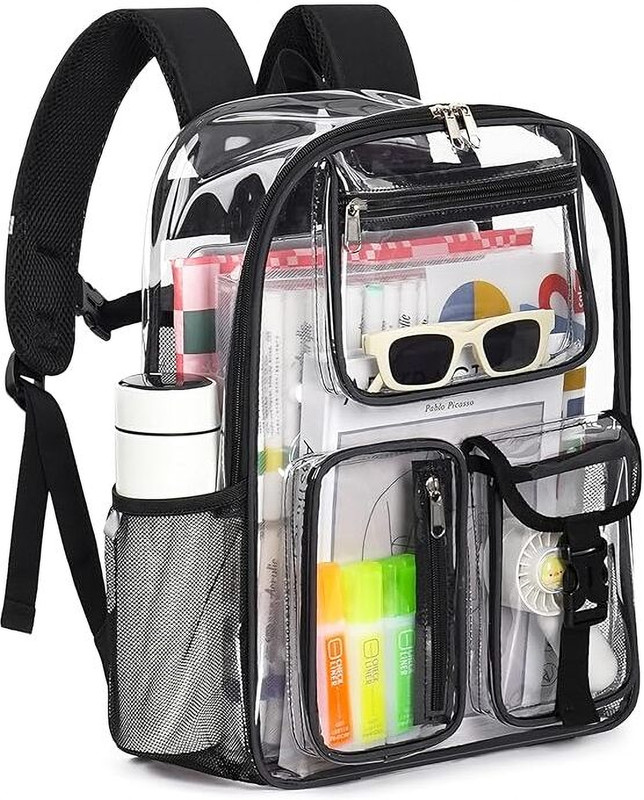 GURTX Boys Girls Women Men Multi-Pockets For Sport Work Travel transparent bag 15 L Backpack(Black)