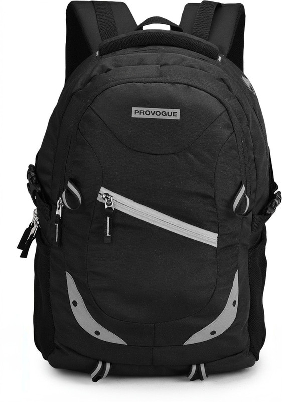 PROVOGUE unisex Spacy with rain cover and reflective strip 35 L Laptop Backpack(Black)