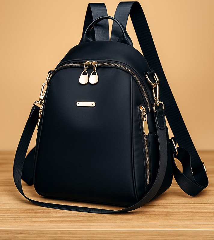 speginic Trendy women’s backpack handbag with a sleek solid black look and golden zippers 15 L Backpack(Brown)