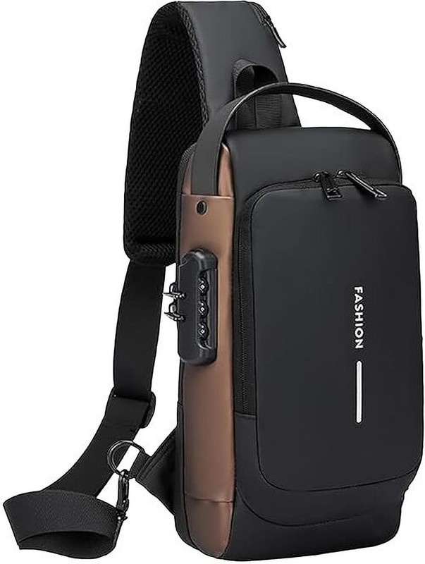 SKYTONE Anti Theft Unisex Waterproof Side Bag 5 L Backpack(Black, Gold)