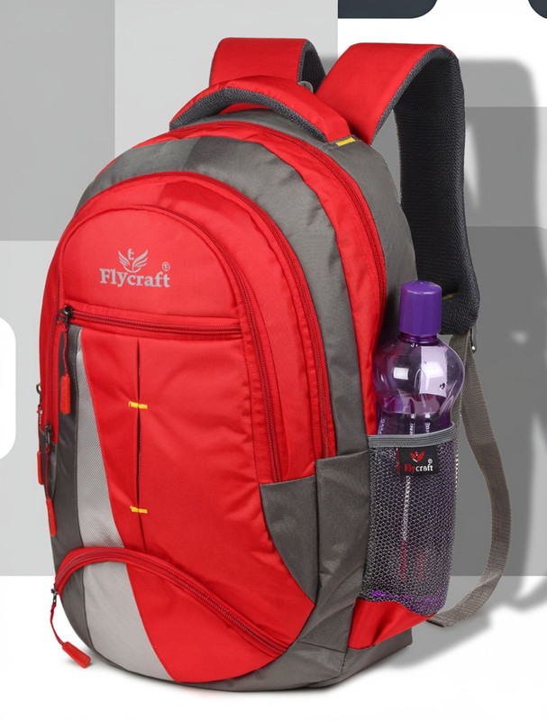 Flycraft simna.1361/2 red grey casual unisex travel, office, massenger,school 30 L Laptop Backpack(Grey, Red)