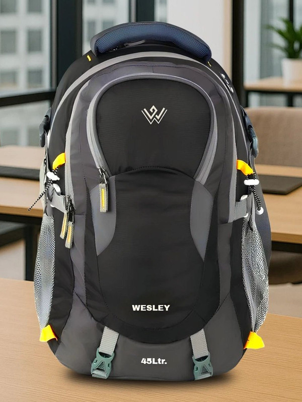 WESLEY Spartan Unisex Travel hiking laptop fits upto 17.3 inch 45 L Laptop Backpack(Black, Grey)