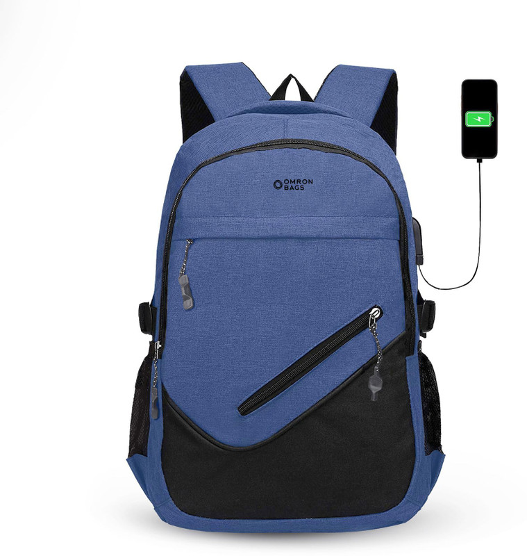 OMRON BAGS Laptop Backpack With USB Charging Port, Water Resistant with College Computer Bag for Men & Women (Navy Blue) 40 L Laptop Backpack(Blue)