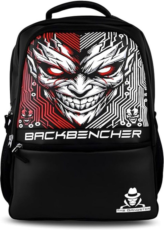 THE GANGSTERR Devil Leather Backpack With 2 Hidden Pockets For Boys 28 L Laptop Backpack(Black)