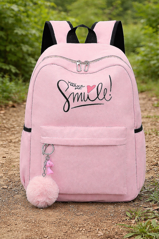 KGN FASHION Medium 30 L Laptop Backpack SMILE-PRINT-1PC_4 (Pink) 30 L Laptop Backpack(Pink)