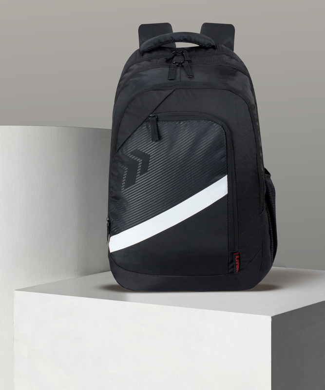 Lunar's V Line - 3 Compartment College | School Bag 35 L Backpack(Black, White)
