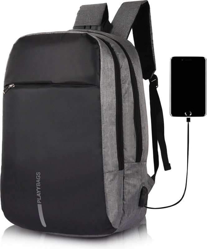 PLAYYBAGS Bag Corpo | Backpack | School Bag| Unisex (Grey) 35 L Laptop Backpack(Black)
