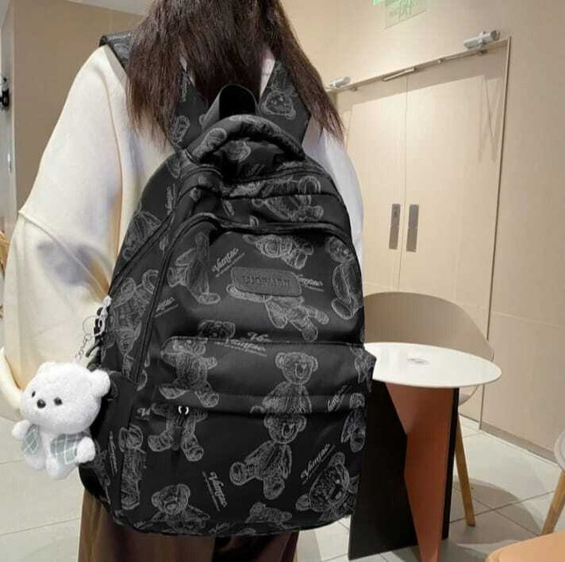 WALSON Laptop Backpack Bear Face Printed Casual Backpack for College & Office 30 L Backpack(Black)