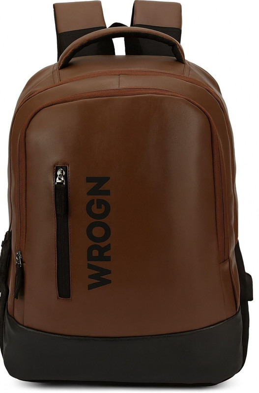 WROGN USB Charging Port, Anti-theft Pocket, 15.5 inches faux Leather 35 L Laptop Backpack(Brown, Black)