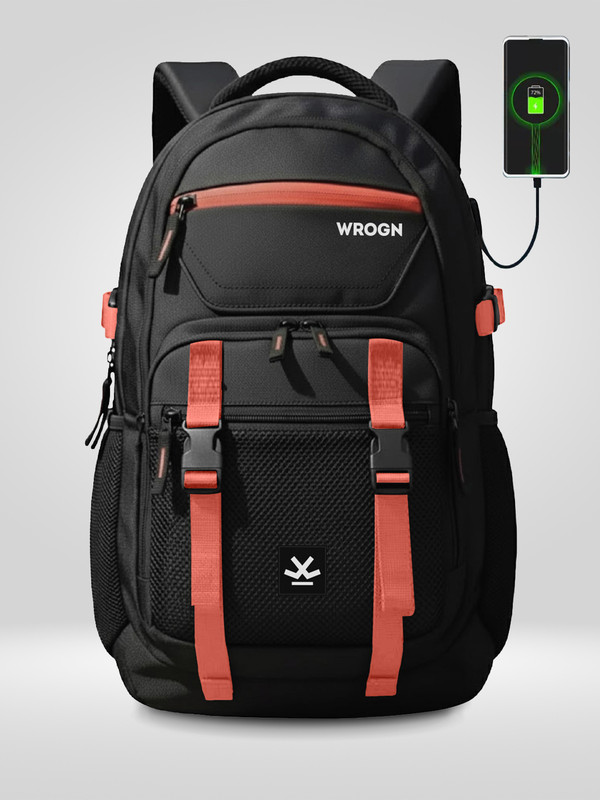 WROGN Unisex Ashper 2.0 with USB Port, Rain Cover and Reflective Strip 42 L Laptop Backpack(Black, Red)