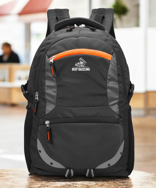 DEEP DAZZLING Unisex Spacy School Collage Bag & Backpack With Rain Cover And Reflective Strip 35 L Trolley Laptop Backpack(Black, Orange)