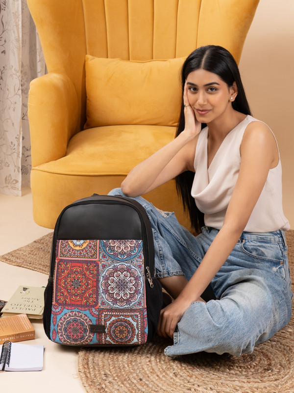 ZOUK Multicolor Mandala Statement Backpack 16.9 L Laptop Backpack(Multicolor)