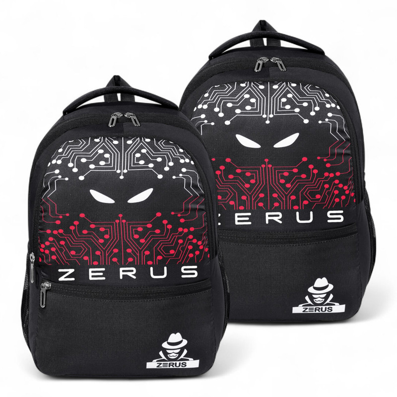 ZERUS Black Hacker Print Backpack Combo for Boys & Girls School Travel Daily Use Waterproof Backpack(Black, 32 L)