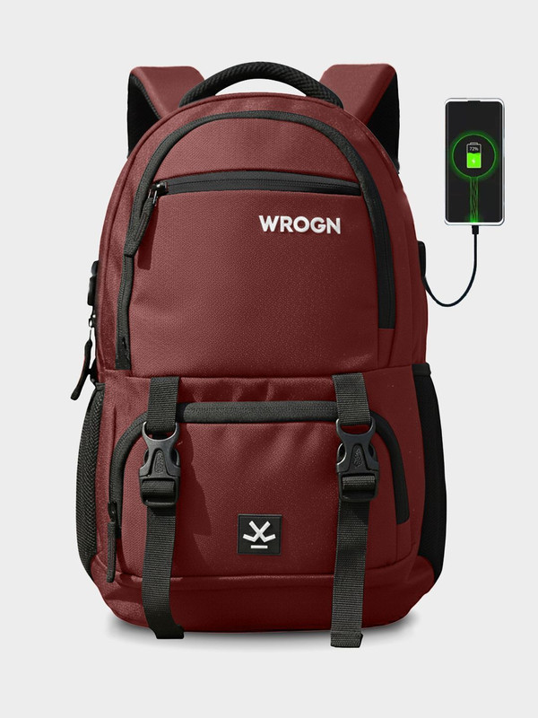 WROGN Unisex with USB Port and Rain Cover 40 L Laptop Backpack(Maroon)