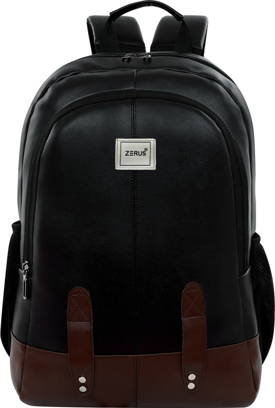 ZERUS Trendy PU Leather Backpack for Men Women Durable Office School College & Travel 28 L Laptop Backpack(Black, Brown)