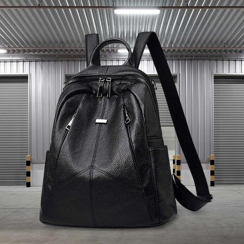 BohoBuzz Black Fashion Leather For School & College & Office 30 L Backpack(Black)