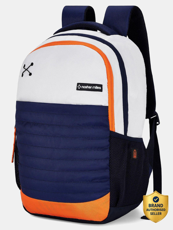 NASHER MILES Coding | 2 Compartments | Rain Cover | Casual | College | School 31 L Laptop Backpack(White, Blue)