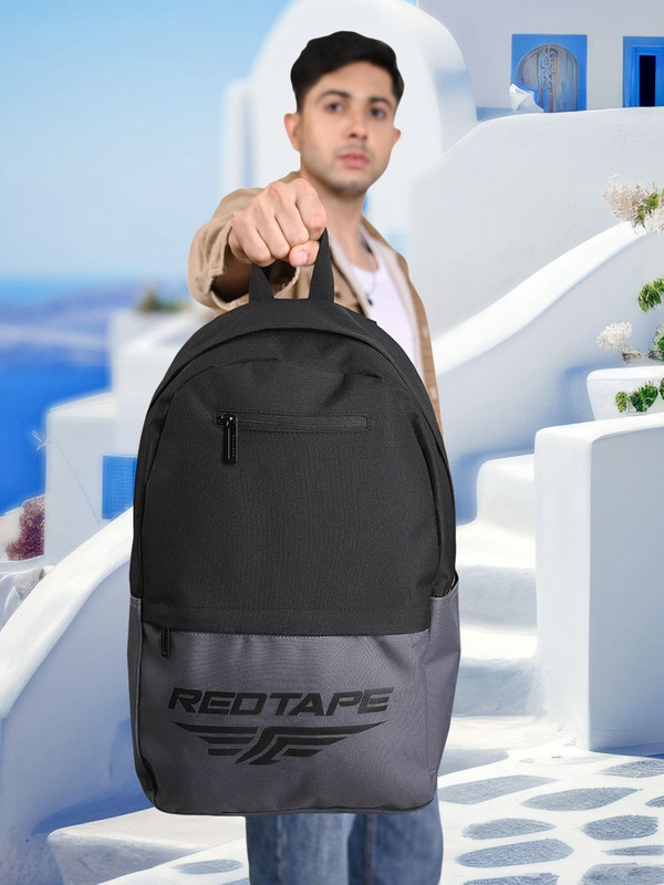 RED TAPE Black Grey Boys & Unisex Polyester Backpack | School, College & Office Bag 21.5 L Laptop Backpack(Black)