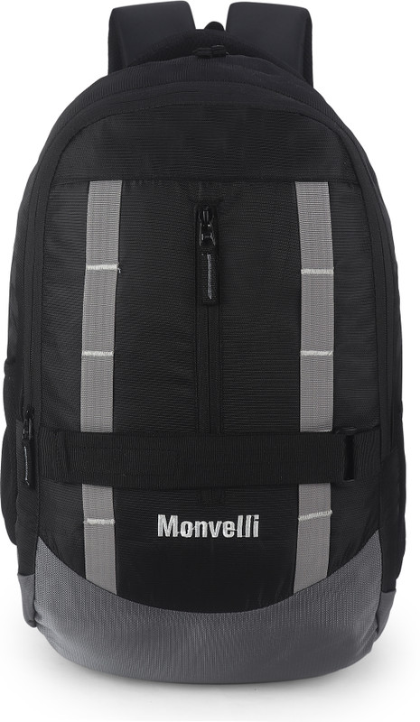 MONVELLI Water-Resistant College , Office & Travel Backpack with Multiple Compartments 30 L Laptop Backpack(Black)