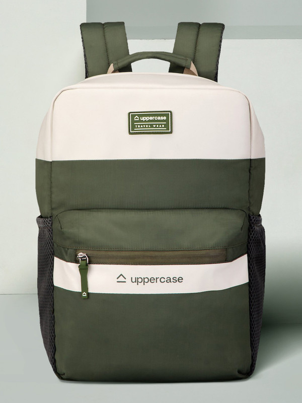 Uppercase Vegan Leather 15'' , Rainproof Zippers Dark 17 L Trolley Laptop Backpack(Green)