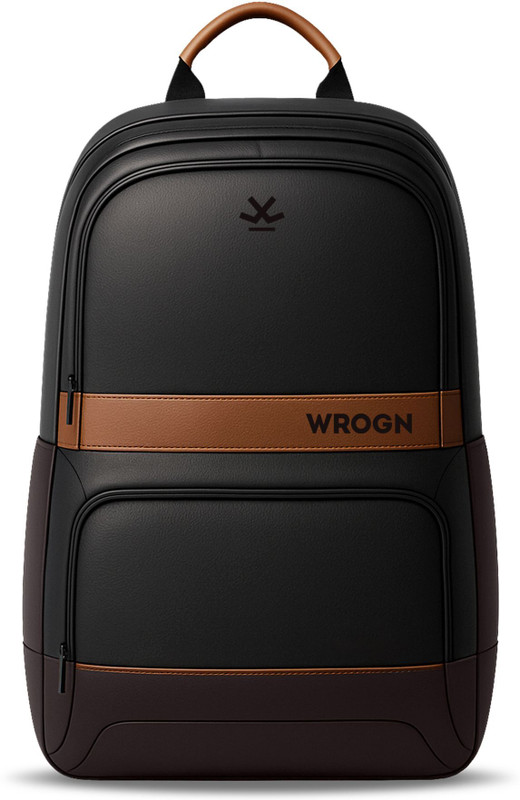 WROGN Classic Anti Theft Faux Leather Office/Travel/College with 15.6" Sleeve for Men 30 L Laptop Backpack(Black, Brown)