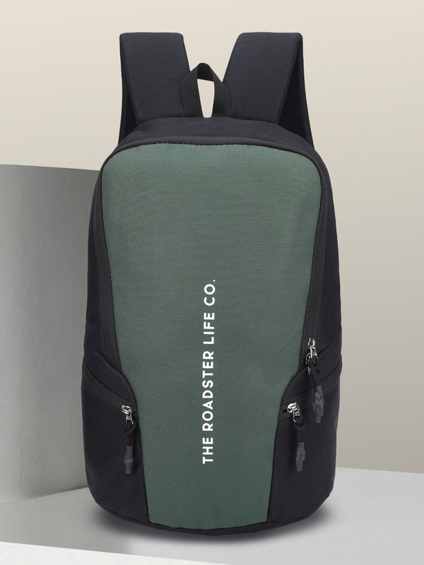 Roadster Medium Daypack 23 L Backpack(Grey, Green)