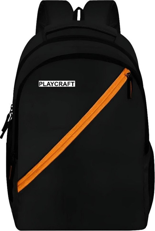 PlayCraft Cross zip_01 25 L Laptop Backpack(Black, Orange)