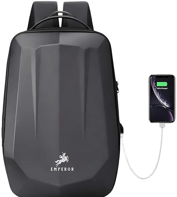 Emperor Premium HardShell 15.6 inch Bag with USB Charging Port & Anti-Theft Back Pocket 34 L Backpack(Black)