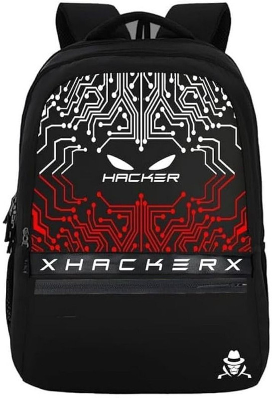 Craft Bazar Hacker Print Backpack | Stylish Bag & Spacious Compartments School, College 30 L Laptop Backpack(Black)