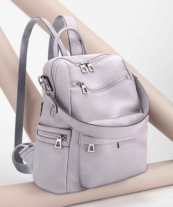 Lavish Medium 25L Premium PU Leather Laptop Backpack For Women 25 L Laptop Backpack(Grey)