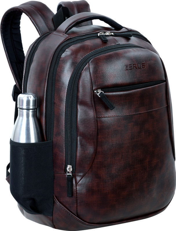 ZERUS Faux Leather Backpack For Men 15.6" Laptop Bagpack Office Bag Business Backpack 40 L Laptop Backpack(Brown)