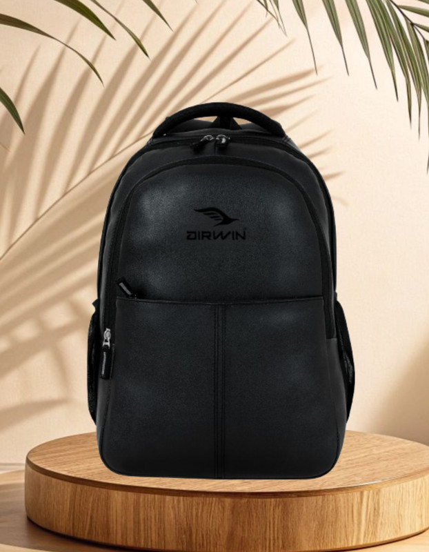 Airwin Compact leather Laptop Bag for Professionals Waterproof School Bag 25 L Backpack(Black)